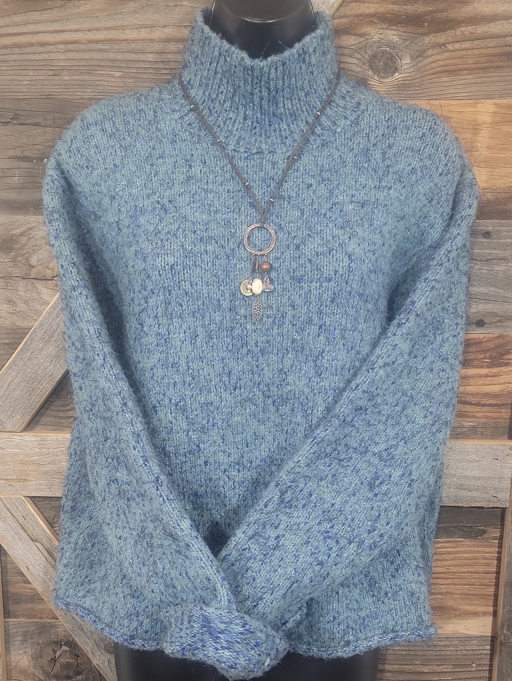 Anthropologie Moth Heather Blue-Gray Mock Turtleneck